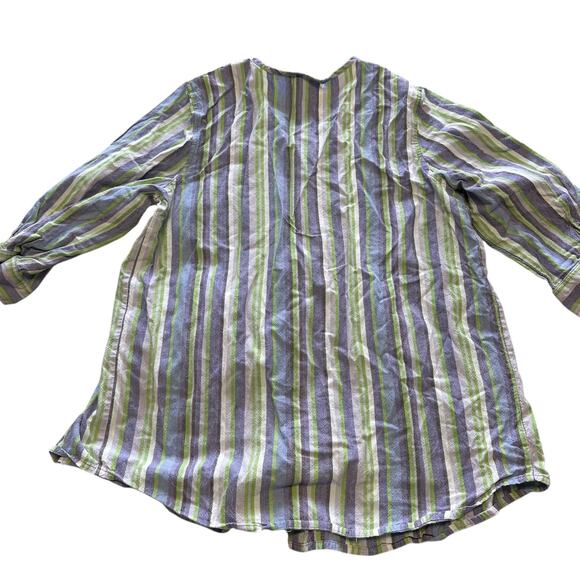 Vintage Blair Striped 3/4 Sleeve Button Up Blouse - Picture 3 of 6